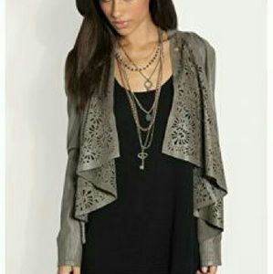 ASOS Olive Laser Cut Asymmetric Leather Jacket ASOS Olive Laser Cut Asymmetric Leather Jacket