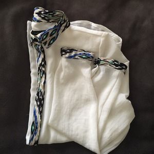 Zara Tops - Zara sheer white blouse with tribal trim Zara Tops - Zara sheer white blouse with tribal trim