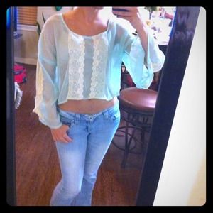 Tops - Sheer Mint Lace Princess Top Tops - Sheer Mint Lace Princess Top