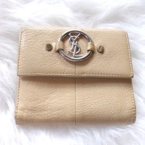 + YSL vintage ivory leather wallet w/ silver + YSL vintage ivory leather wallet w/ silver