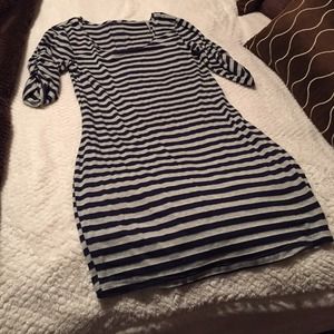 Navy Blue & Gray striped long sleeved dress Navy Blue & Gray striped long sleeved dress