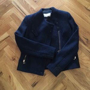 NWOT Zara navy blue wool moto jacket size S NWOT Zara navy blue wool moto jacket size S