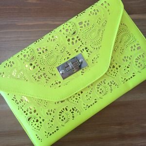 Neon yellow laser cut envelope clutch bag Neon yellow laser cut envelope clutch bag