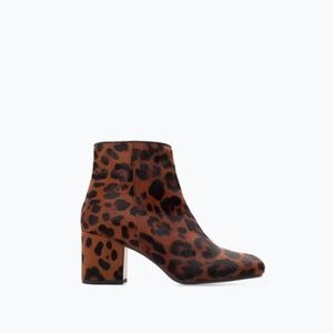 Zara Leather Printed Ankle Booties Zara Leather Printed Ankle Booties