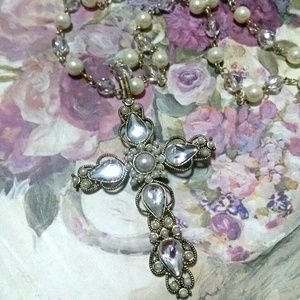 Cross necklace ( pearl an stone) Cross necklace ( pearl an stone)