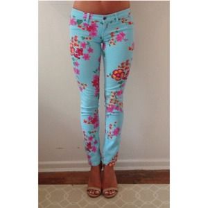 LF CarMar Robin-egg Blue Floral Jeans LF CarMar Robin-egg Blue Floral Jeans