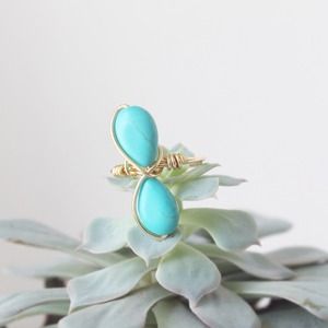 LucyMint Jewelry - Turquoise Magnesite Wire Wrapped Ring LucyMint Jewelry - Turquoise Magnesite Wire Wrapped Ring