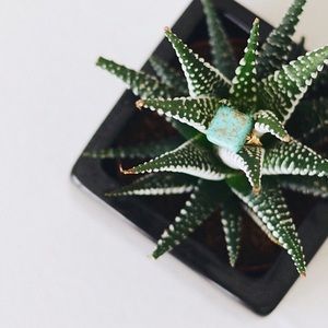 LucyMint Jewelry - Square Turquoise Colored Wire Wrapped Ring LucyMint Jewelry - Square Turquoise Colored Wire Wrapped Ring
