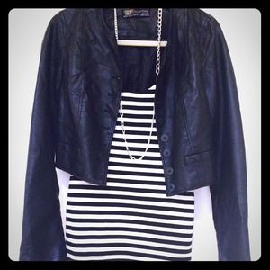 Zara TRF Faux Crop Leather Jacket Zara TRF Faux Crop Leather Jacket