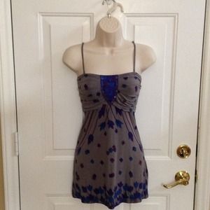 FREE PEOPLE Gray Tank Top w/ Floral Print & Bling FREE PEOPLE Gray Tank Top w/ Floral Print & Bling