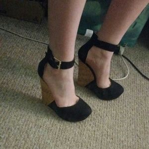 Forever 21 Shoes - F21 black suede wedges, Size 8 Forever 21 Shoes - F21 black suede wedges, Size 8
