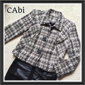 0215) CAbi waist length wool blend tweed jacket 0215) CAbi waist length wool blend tweed jacket