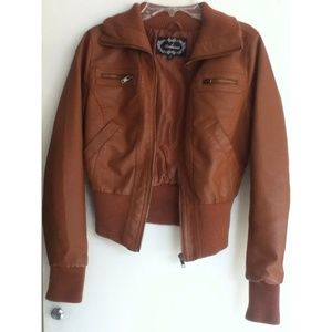 Ambiance Apparel Jackets & Blazers - Brown Faux Leather Jacket Ambiance Apparel Jackets & Blazers - Brown Faux Leather Jacket