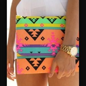 Neon Tribal Print Envelope Clutch Neon Tribal Print Envelope Clutch