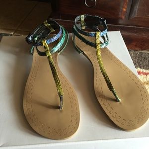 Rachel Roy leather sandals snakeskin embossed Rachel Roy leather sandals snakeskin embossed