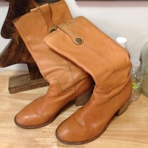 Kork ease tan leather heeled boots mid calf sz 8 Kork ease tan leather heeled boots mid calf sz 8