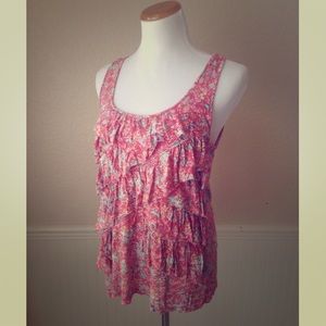 LC Lauren Conrad Floral Ruffle Tank LC Lauren Conrad Floral Ruffle Tank