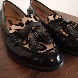 Zara horsehair leopard print tassel loafers Zara horsehair leopard print tassel loafers