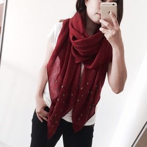 Boutique Accessories - Soft Red Light Knit Skull Studs Scarf Boutique Accessories - Soft Red Light Knit Skull Studs Scarf