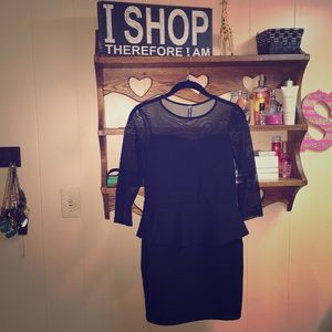 Poof Couture Dresses & Skirts - NWOT Peplum Dress with Mesh Overlay Poof Couture Dresses & Skirts - NWOT Peplum Dress with Mesh Overlay