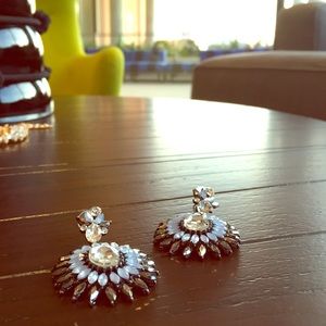 Jewelry - Gorgeous Blue, Crystal, & Mirrored Stone Earrings Jewelry - Gorgeous Blue, Crystal, & Mirrored Stone Earrings