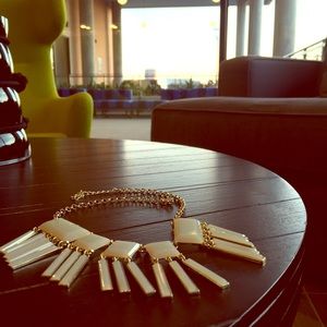 Jewelry - Gold & Cream Fringe Bib Necklace Jewelry - Gold & Cream Fringe Bib Necklace