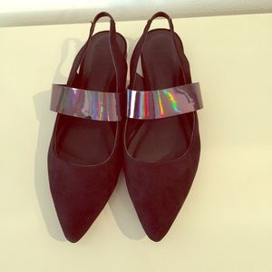 ASOS Shoes - ASOS black suede holographic strap flats NWOB ASOS Shoes - ASOS black suede holographic strap flats NWOB