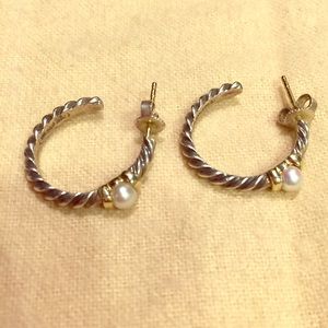 David Yurman Jewelry - SOLD Rare David Yurman Silver, Gold, & Pearl Hoops David Yurman Jewelry - SOLD Rare David Yurman Silver, Gold, & Pearl Hoops