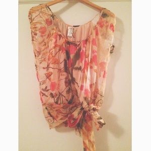 sophie max Tops - peach watercolor silk top sophie max Tops - peach watercolor silk top