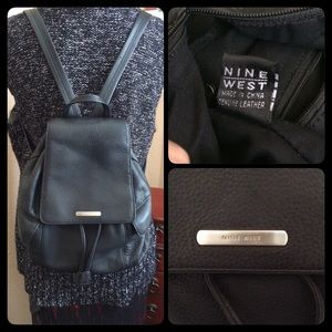 Nine West Handbags - Black Leather Backpack Purse Nine West Handbags - Black Leather Backpack Purse