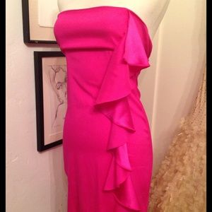Josh Brody Dresses & Skirts - Josh Brody Hot Pink Silk Charmeuse Ruffled Dress Josh Brody Dresses & Skirts - Josh Brody Hot Pink Silk Charmeuse Ruffled Dress