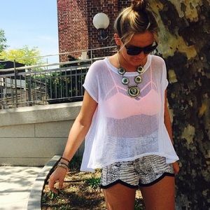 LF Tops - LF white asymmetric mesh top LF Tops - LF white asymmetric mesh top