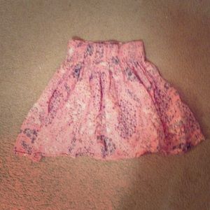 Pink Floral Full Mini Skirt Pink Floral Full Mini Skirt