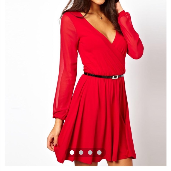 red skater style dress