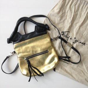 Foley + Corinna Gold & Blck Leather Disco City Bag Foley + Corinna Gold & Blck Leather Disco City Bag