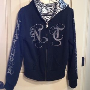 cello jeans Tops - Blk hoodie with decorative on front back &sleeves cello jeans Tops - Blk hoodie with decorative on front back &sleeves