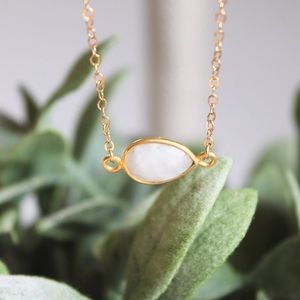 LucyMint Jewelry - White "Rainbow" Moonstone Necklace LucyMint Jewelry - White "Rainbow" Moonstone Necklace