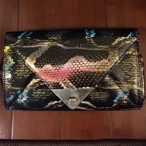 JustFab patent leather snakeskin multicolor clutch JustFab patent leather snakeskin multicolor clutch