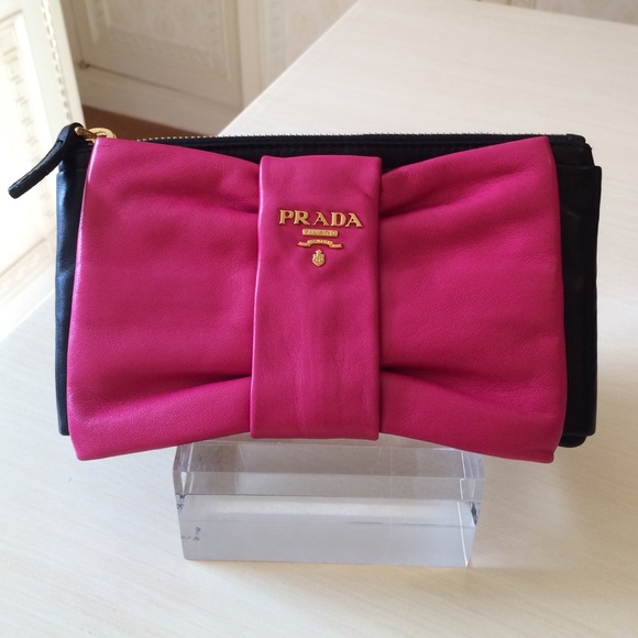 prada red leather clutch bag  