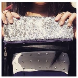 Handbags - Lambskin & Sequin Clutch Handbags - Lambskin & Sequin Clutch