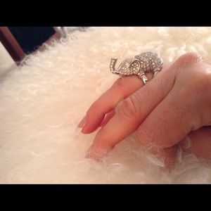 ELEPHANT cubic zirconia, sterling and 14k ring ELEPHANT cubic zirconia, sterling and 14k ring