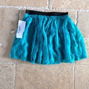Elastic black waist lace teal skater skirt Ruffle Elastic black waist lace teal skater skirt Ruffle