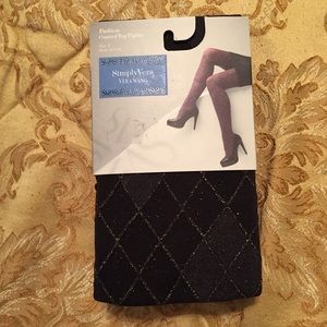 Simply Vera Vera Wang Accessories - Simply Vera Wang Black w/Gold Lurex Argyle Tight. Simply Vera Vera Wang Accessories - Simply Vera Wang Black w/Gold Lurex Argyle Tight.