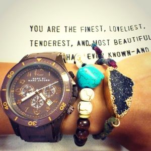 Jewelry - Wooden beads with turquoise stretch bracelet Jewelry - Wooden beads with turquoise stretch bracelet