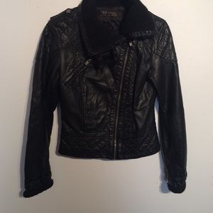 Black Biker Imitation Leather Jacket Black Biker Imitation Leather Jacket