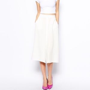 ASOS Warehouse Button Midi Skirt White Size 4 ASOS Warehouse Button Midi Skirt White Size 4