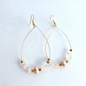 Jewelry - Freshwater pearl crystal nugget teardrop earrings Jewelry - Freshwater pearl crystal nugget teardrop earrings