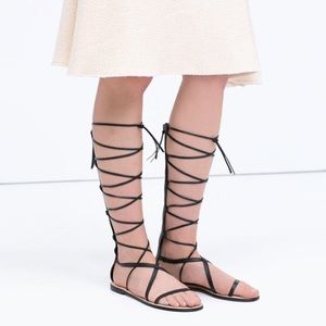 Zara Shoes - Zara Leather Lace Up Gladiator Sandals Zara Shoes - Zara Leather Lace Up Gladiator Sandals