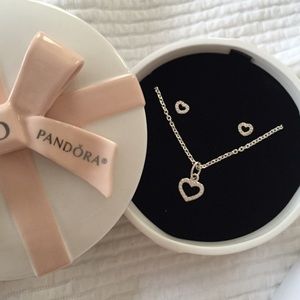 Pandora Jewelry - PANDORA earrings + necklace set NWT Pandora Jewelry - PANDORA earrings + necklace set NWT