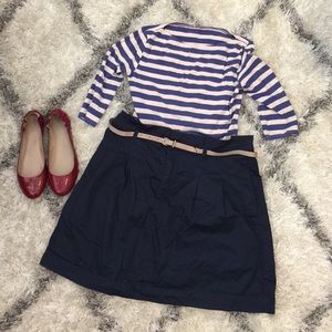 Zara Basic blue skirt with cream belt, XL Zara Basic blue skirt with cream belt, XL